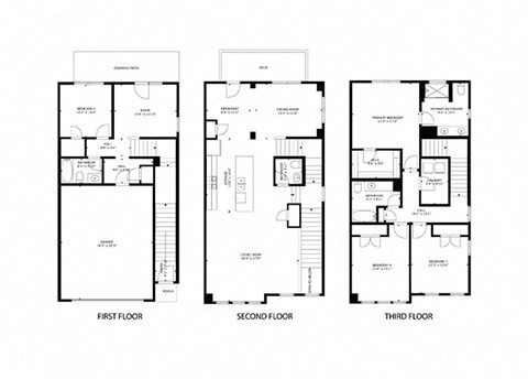 four different floor plans of a house with different views