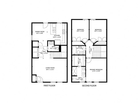 the first and second floor plans of a 555 sq ft house