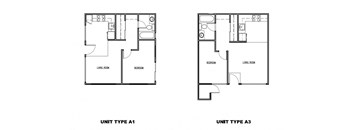 a floor plan of unit type a1 and unit type ab