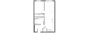 a black and white floor plan of 1 bedroom 1 bathroom apartment home