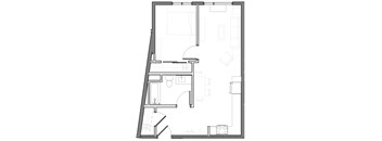 a black and white floor plan of 1 bedroom 1 bathroom apartment home