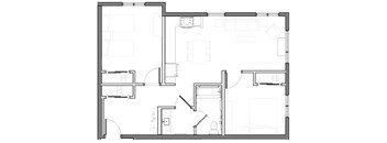 a black and white floor plan of 2 bedroom 1 bathroom apartment home