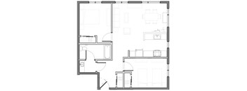 a black and white floor plan of 2 bedroom 1 bathroom apartment home