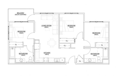 3 Bedroom 2 Bathroom Style A
