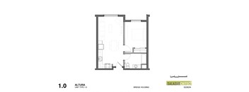 a floor plan of a room with a bedroom and a bathroom