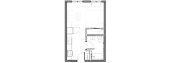 a floor plan of a studio apartment