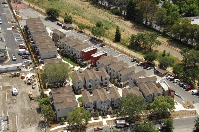 an aerial view of houses in a neighborhood