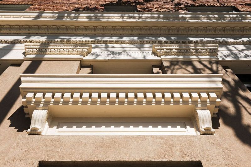 a view of the top of a building from above