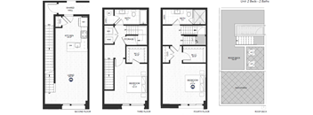 four different floor plans of a modern apartment