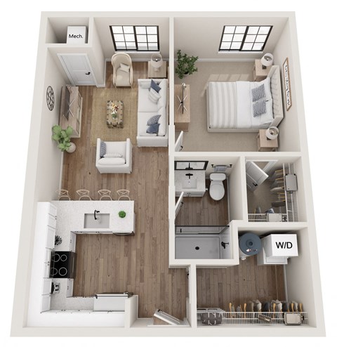 a 2 bedroom floor plan with a bathroom and a living room