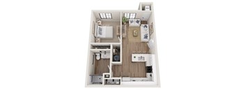 a 2 bedroom floor plan with a bathroom and a living room