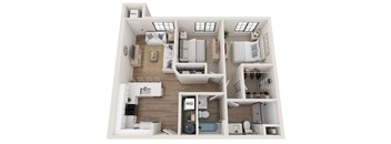 a 3 bedroom floor plan with a bathroom and a living room