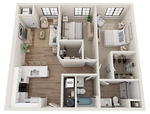 a 2 bedroom192 sq ft floor plan