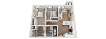 a 3 bedroom floor plan with a bathroom and a living room