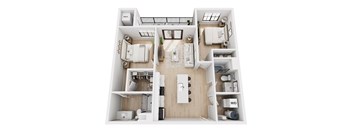 A top-down view of a house layout with labeled rooms.