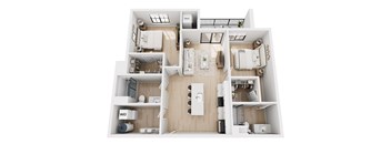 A top-down view of a house layout with labeled rooms.