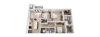 A top-down view of a house layout with labeled rooms.