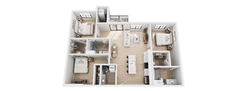 A top-down view of a house layout with labeled rooms.