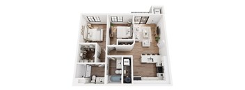 a stylized floor plan of a 1 bedroom192 sq ft house