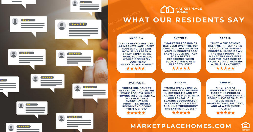 what our residents say graphic with text boxes and a person saying what their residents say