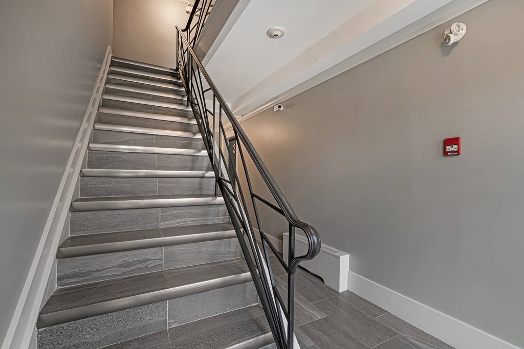 stairs leading up to the second floor of a building