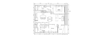 A floor plan of a house with labeled rooms such as kitchen, living room, and master bedroom.