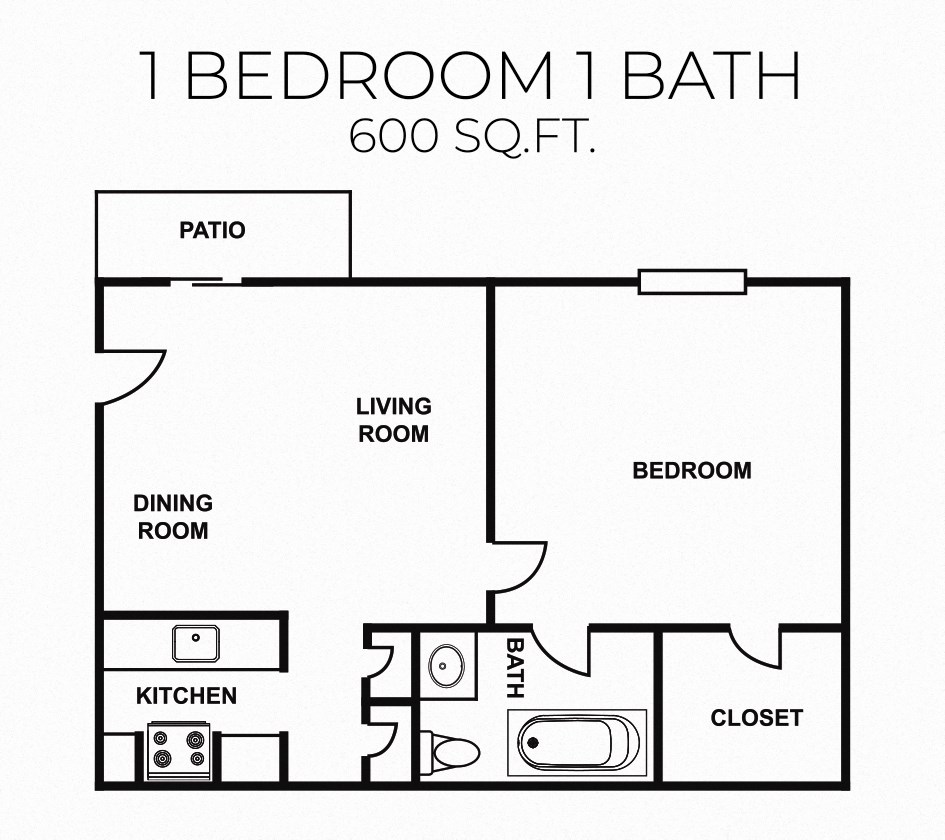a floor plan of an apartment with a bedroom and a living room