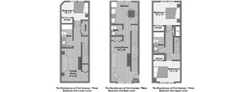 3 Bedroom Floor Plan for Residences at First Avenue