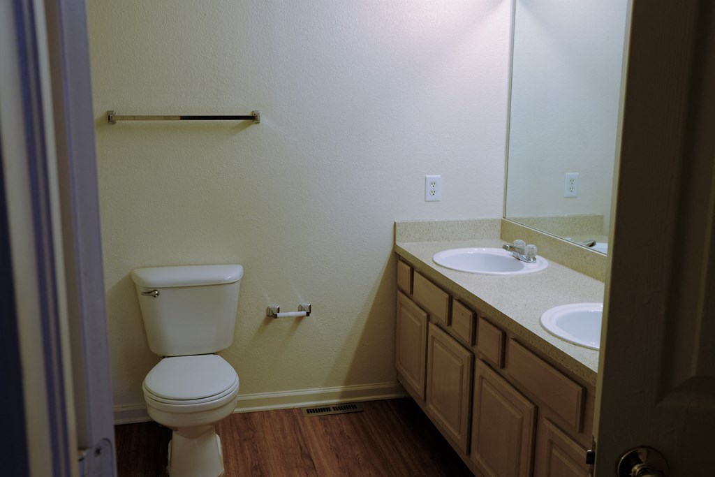 Master bedroom bathroom with dual vanity