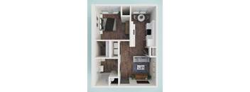 A floor plan showing a standard one bedroom unit.