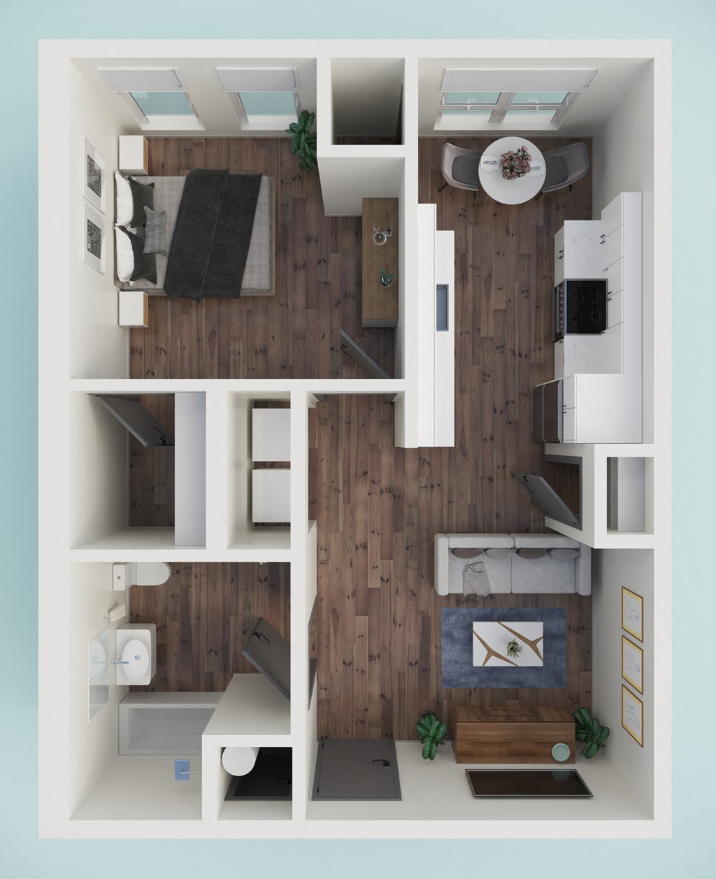 a1 floor plan  1 bedroom with 2 baths  129