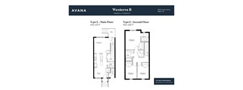 Floor plan for Westerra B showing Type E - Main Floor and Type E - Second Floor.