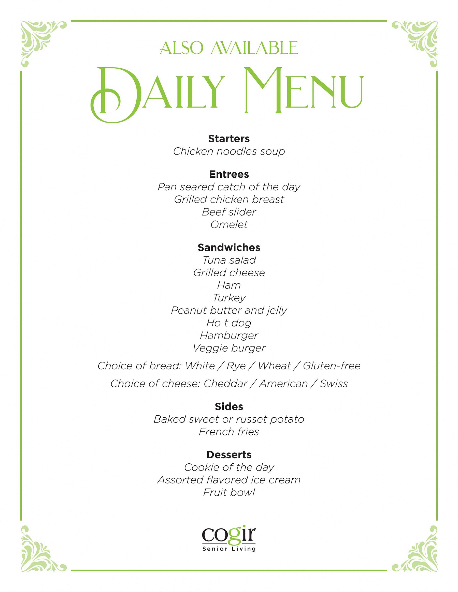 Daily Menu