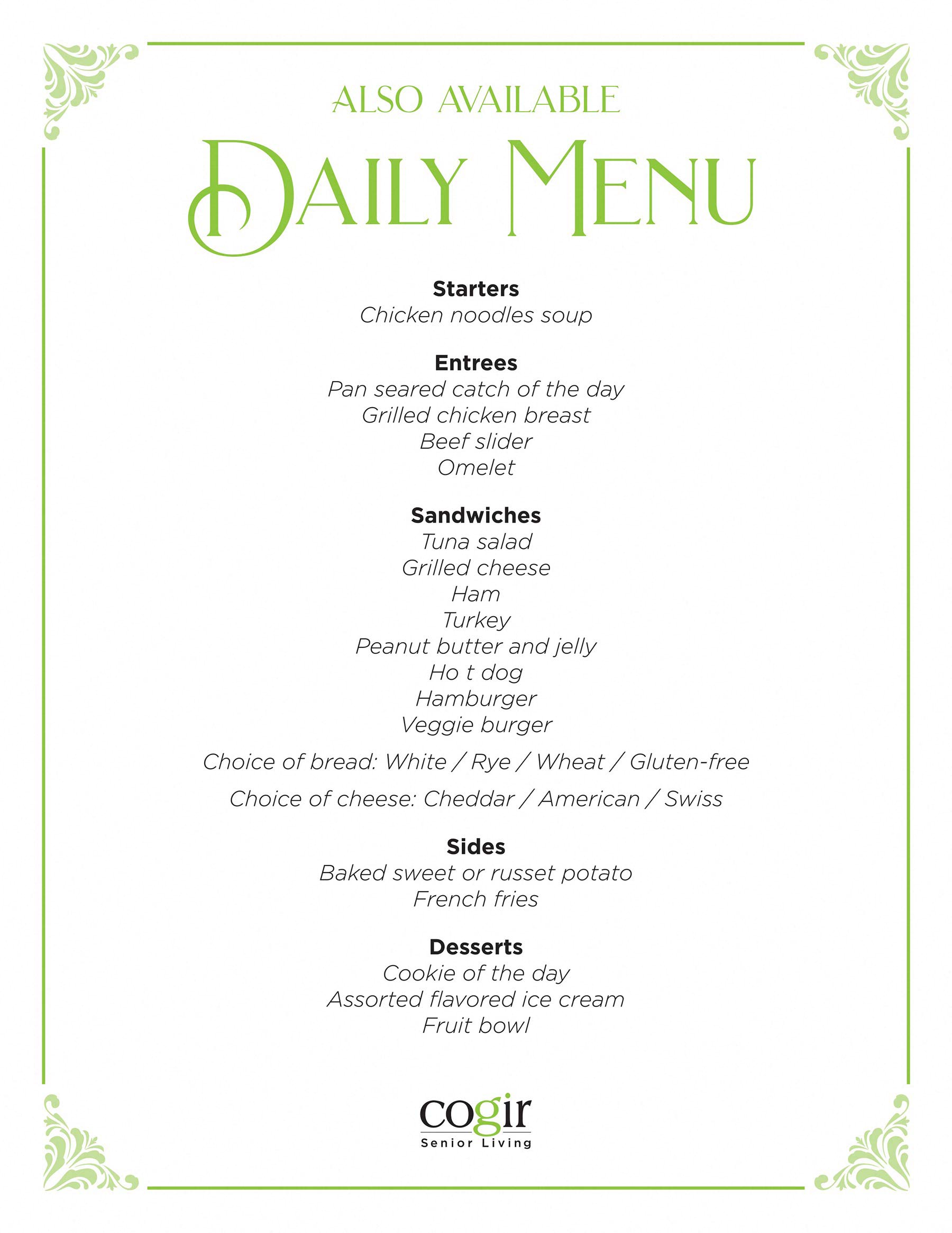 Daily Menu