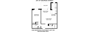 One Bed One Bath - 	291 St. George