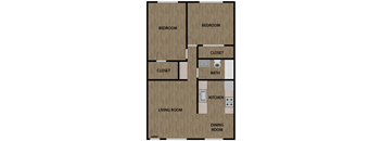 2 Bed 1 Bath Floor Plan at Casa Sol Apartments, Imperial Beach, CA 91932