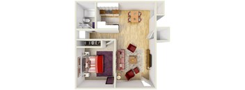 1 Bed 1 Bath Floor Plan at Casa Victoria Apartments, Chula Vista, CA, 91910