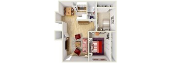 1 Bedroom 1 Bath Floor Plan at Casa Victoria Apartments, Chula Vista, CA