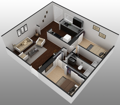1 Bed 1 Bath Floor Plan at Casa Mia Apartments, San Marcos, CA