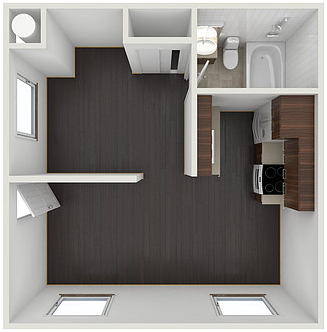 Studio Floor Plan at Casa Urbana Apartments, California, 91910