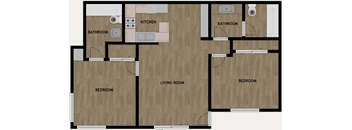 2 Bed 2 Bath Floor Plan at Sycamore Hills Village Apartments, California