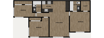 3 Bed 2 Bath Floor Plan at Sycamore Hills Village Apartments, Vista, CA, 92081