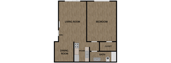 1BD1BA Floor Plan  at Villa Quixote Apartments, California