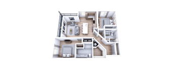 3d floor plan of a 2100 sq ft home