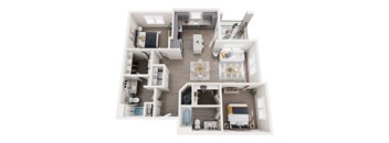 a 3 bedroom floor plan with a bathroom and a living room