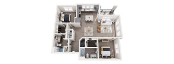a 3 bedroom floor plan with a bathroom and a living room