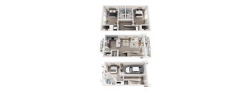 3d floor plans of a 1 bedroom floor plan  apartment homes