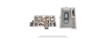 a 3d floor plan of a 1 bedroom apartment