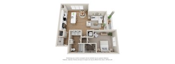 this is a 3d floor plan of a 554 square foot 1 bedroom apartment at the