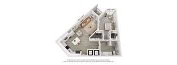 a stylized floor plan of a 1128 sq ft apartment